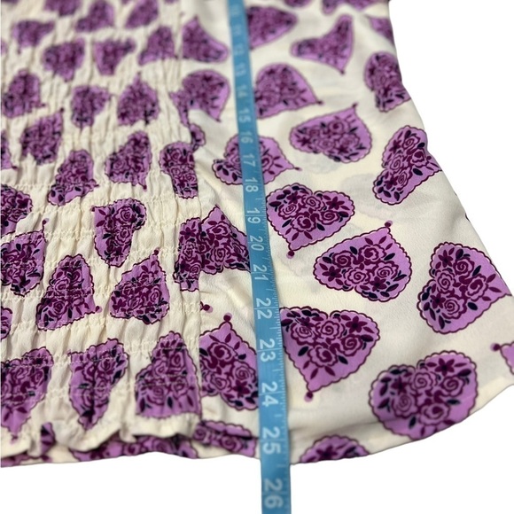 Celia Birtwell for Next Cream Pink/Purple Floral Heart Print Peasant Top Blouse - Picture 12 of 14